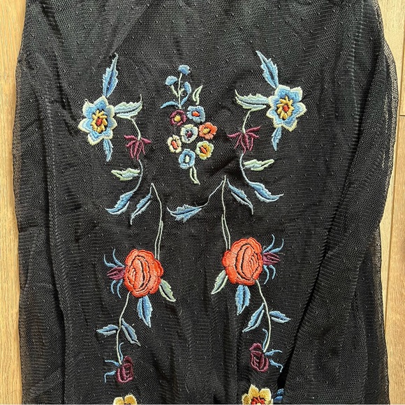 Free People Embroidered Whimsigoth Long Sleeve Mesh Maxi Dress Fairy Grunge Boho - Picture 4 of 6